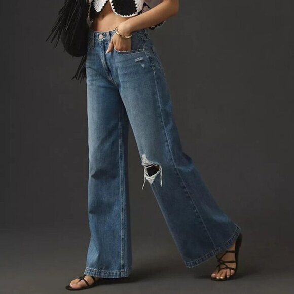 Hudson Jodie Jeans High-Rise Loose Wide-Leg Slouchy Light Wash Denim Distress 30 - Picture 1 of 16